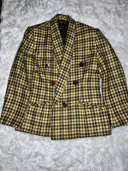 Vintage Suzelle Double Breasted Plaid Jacket