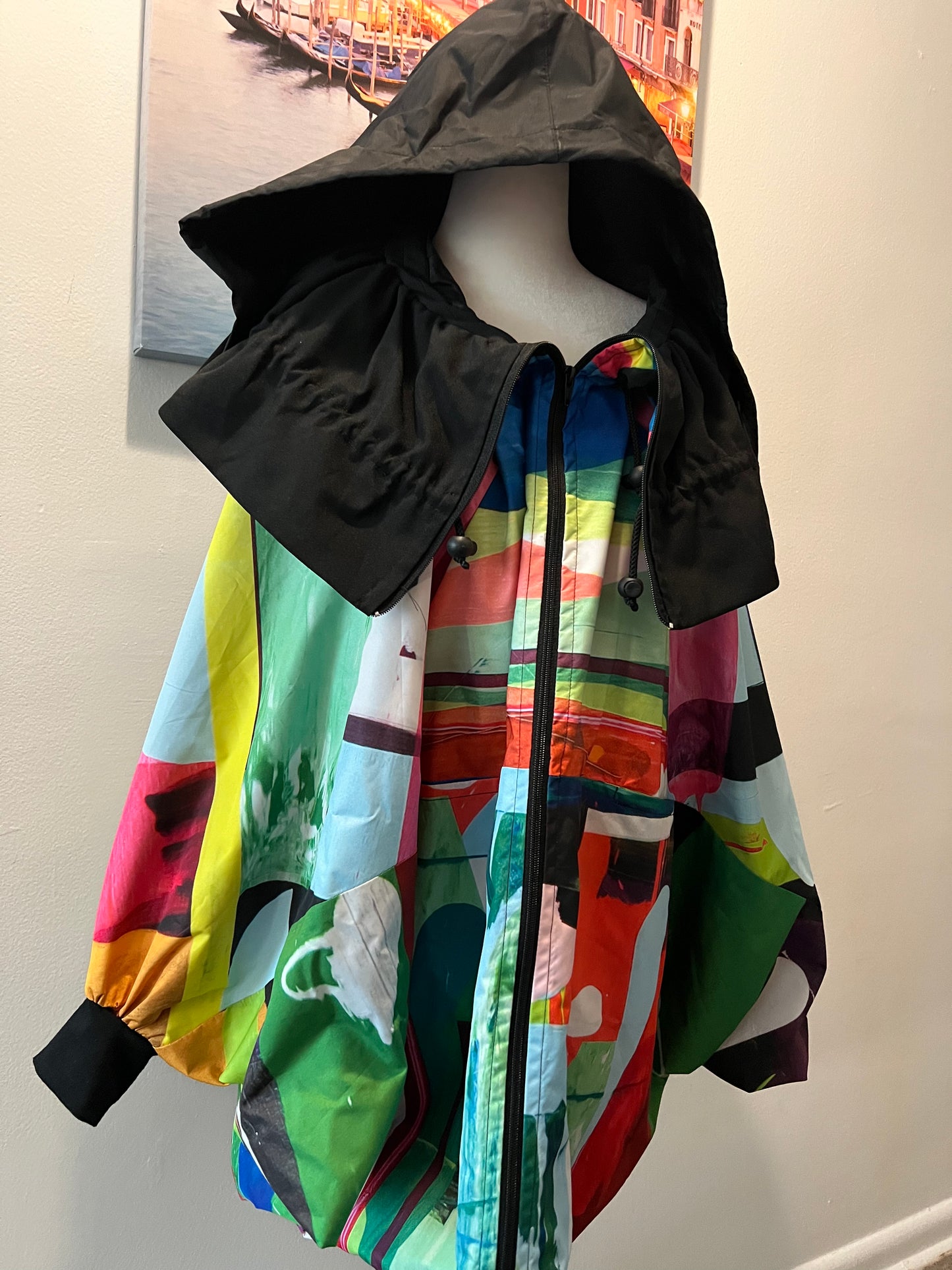 Like New Oversized MaxJenny Colorful Rain Jacket